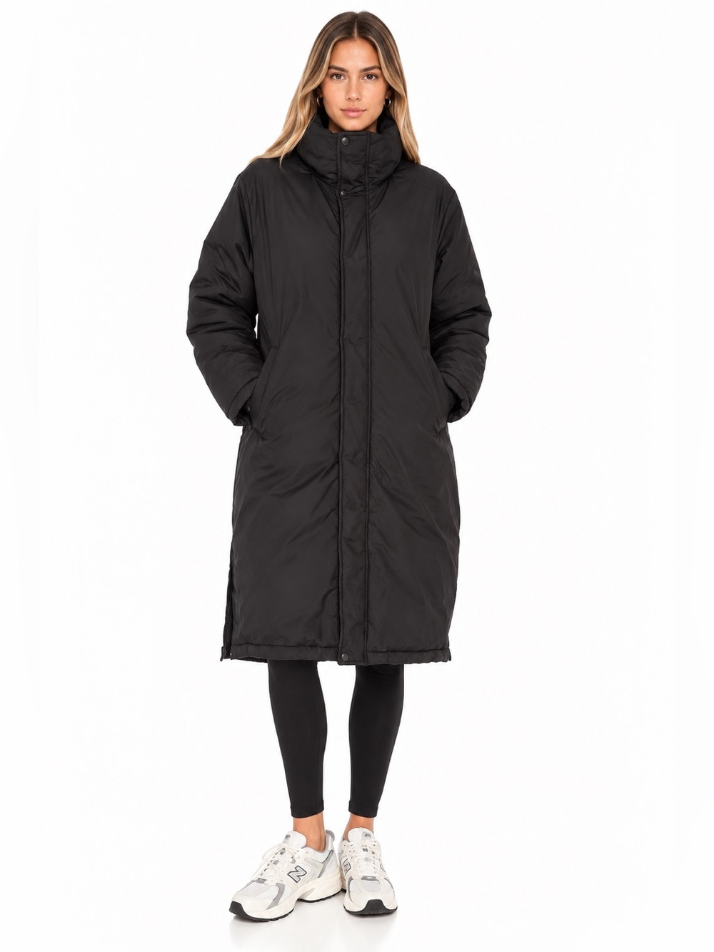 New Balance Black Long Puffer Coat for Women